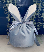Load image into Gallery viewer, Easter Bunny Ear Large Velvet Personalised Bag| Easter Egg Holder Bag| Easter Gift| Draw String Bag| Easter Basket| Easter Egg Hunt Basket