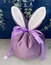 Load image into Gallery viewer, Easter Bunny Ear Large Velvet Personalised Bag| Easter Egg Holder Bag| Easter Gift| Draw String Bag| Easter Basket| Easter Egg Hunt Basket