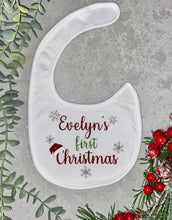 Load image into Gallery viewer, Christmas Baby Bib| Personalized Bib| First Christmas| Gift| Christmas| Baby Bib