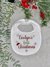 Load image into Gallery viewer, Christmas Baby Bib| Personalized Bib| First Christmas| Gift| Christmas| Baby Bib