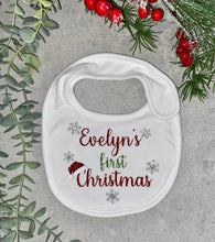 Load image into Gallery viewer, Christmas Baby Bib| Personalized Bib| First Christmas| Gift| Christmas| Baby Bib
