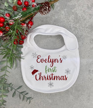 Load image into Gallery viewer, Christmas Baby Bib| Personalized Bib| First Christmas| Gift| Christmas| Baby Bib