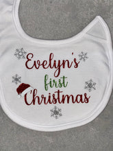 Load image into Gallery viewer, Christmas Baby Bib| Personalized Bib| First Christmas| Gift| Christmas| Baby Bib