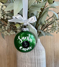 Load image into Gallery viewer, Santa Cam| Christmas Babule | Glitter| Gift | Christmas Ornament | Decoration | 80mm| Santa Camera
