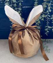 Load image into Gallery viewer, Easter Bunny Ear Large Velvet Personalised Bag| Easter Egg Holder Bag| Easter Gift| Draw String Bag| Easter Basket| Easter Egg Hunt Basket
