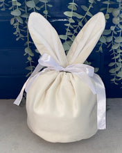 Load image into Gallery viewer, Easter Bunny Ear Large Velvet Personalised Bag| Easter Egg Holder Bag| Easter Gift| Draw String Bag| Easter Basket| Easter Egg Hunt Basket
