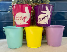 Load image into Gallery viewer, Personalised Easter Bucket| Easter Basket| Easter| Easter Egg Hunt| Metal Bucket
